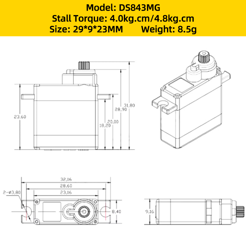 4 قطعة كورونا DS843MG أجهزة رق - مراجعة Brushless Motor Thrust Test Stand وسعره